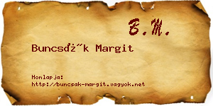 Buncsák Margit névjegykártya